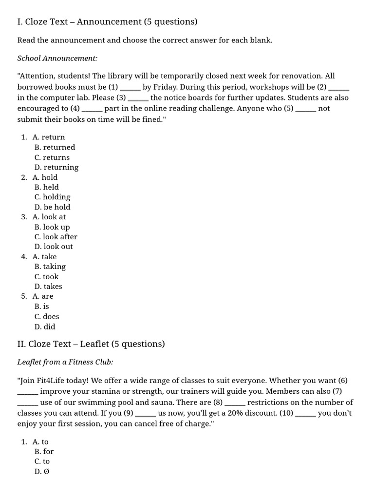 Cloze Text Exercises for Language Learning | PDF | Climate Change | Climate