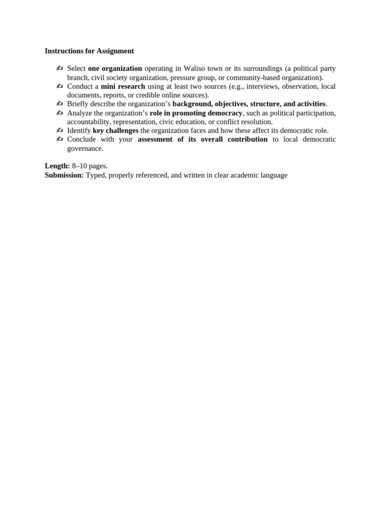 Instructions for Assignment | PDF