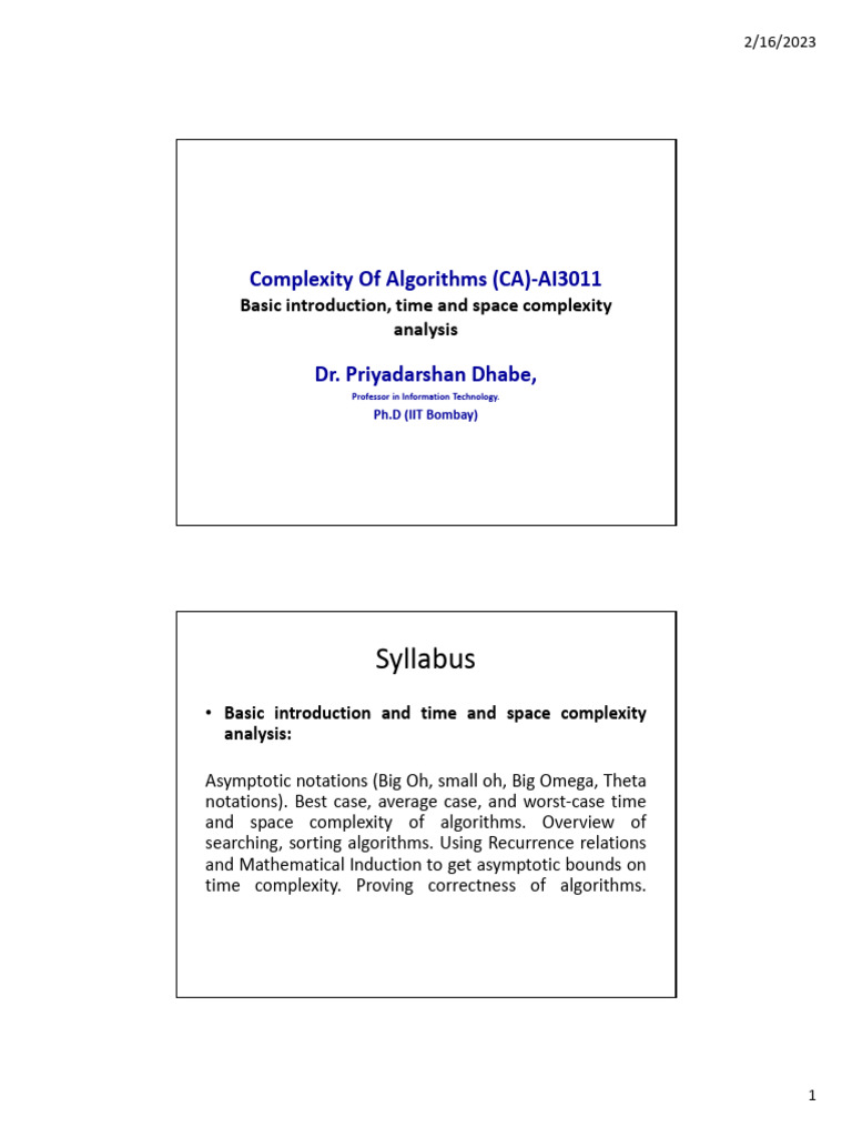 CA-1 | PDF | Algorithms | Time Complexity