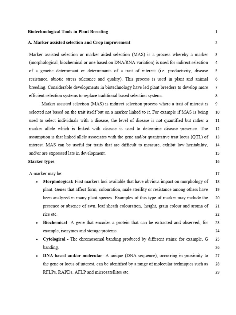 Biotechnological Advances in Plant Breeding | PDF | Genetic Marker ...