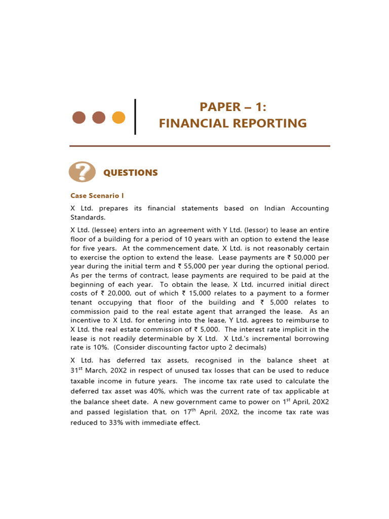 Financial Reporting Exam Questions 2026 | PDF | Income Statement | Lease
