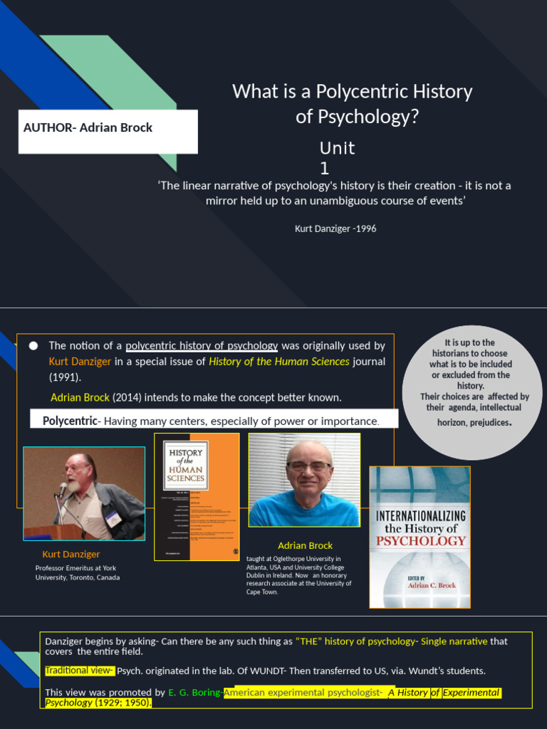 Polycentric History of Psychology 1 | PDF | Psychology | Psychoanalysis