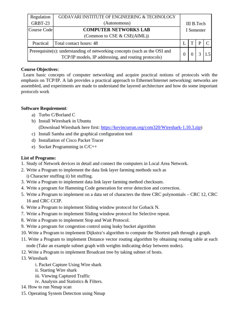 31.7.Computer Networks Lab | PDF | Computer Network | Routing