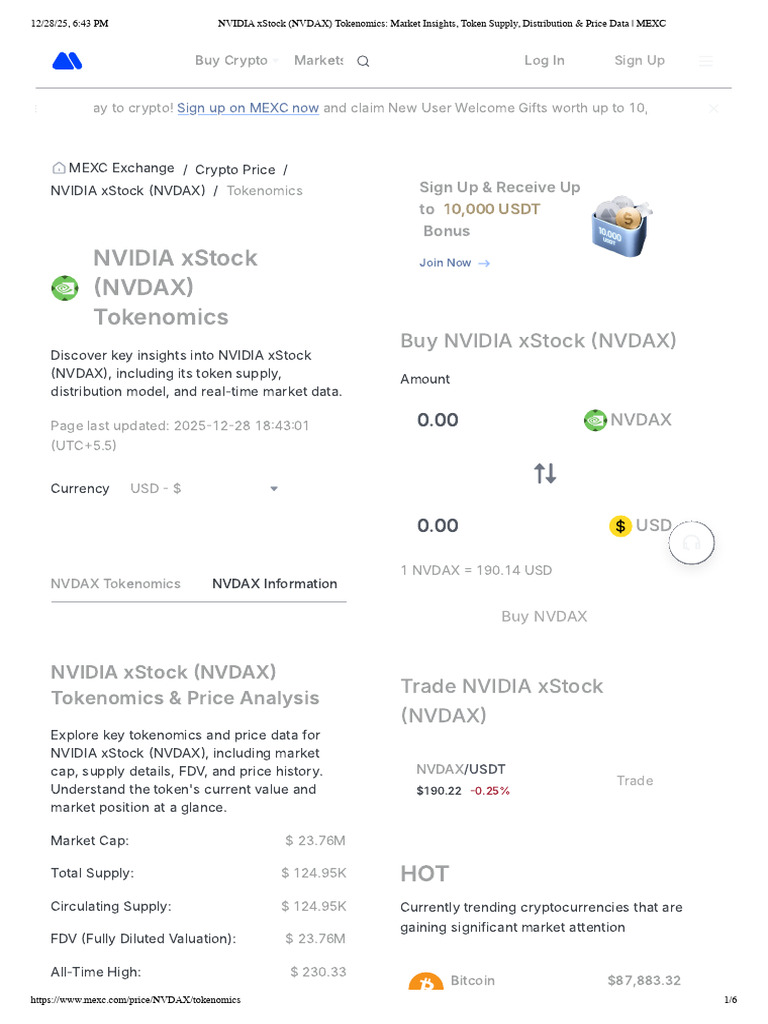 NVIDIA XStock (NVDAX) Tokenomics - Market Insights, Token Supply ...