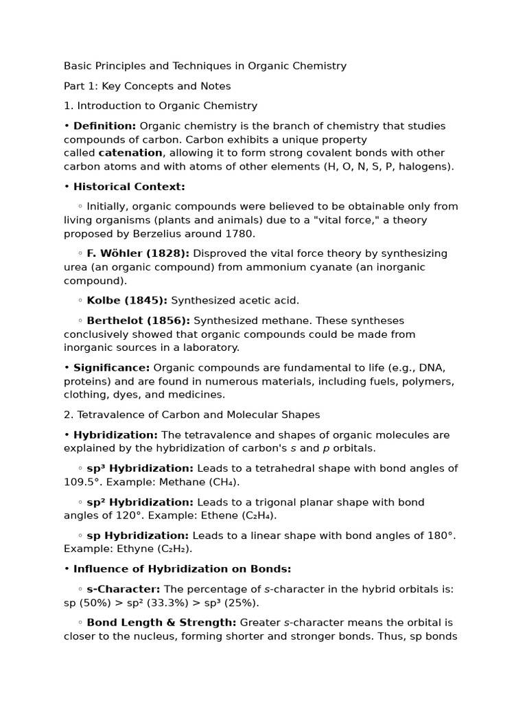 Organic Chemistry Principles Overview | PDF | Chemical Bond | Covalent Bond