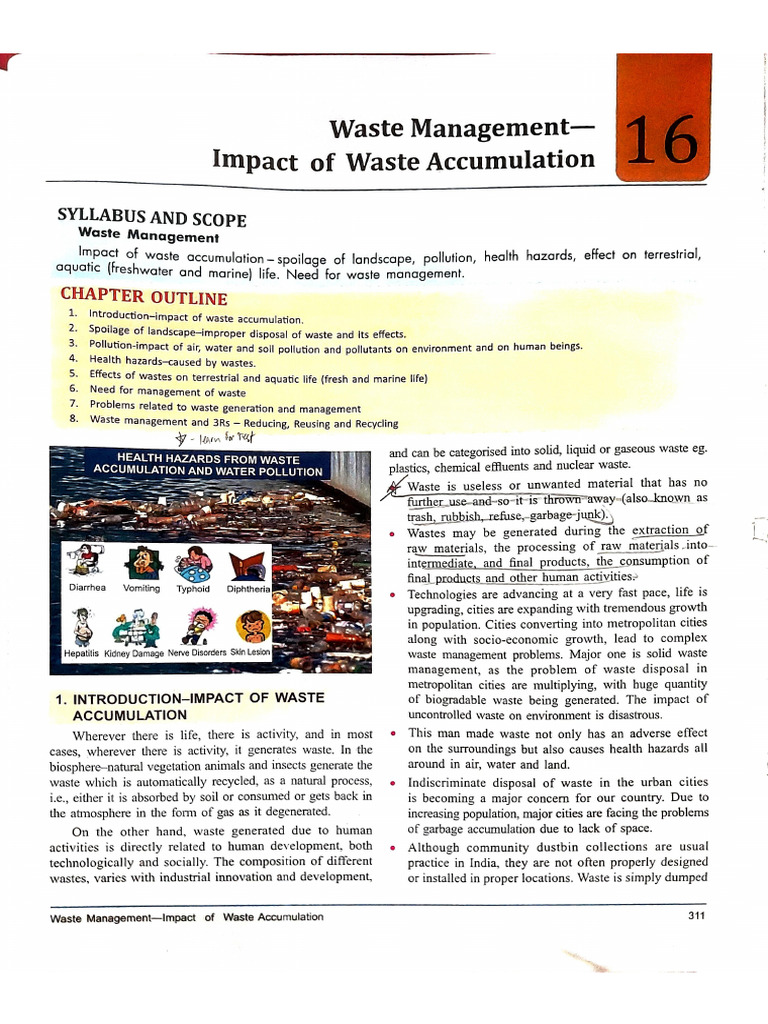 Waste Management-Impact of Waste Accumulation CH 16 | PDF