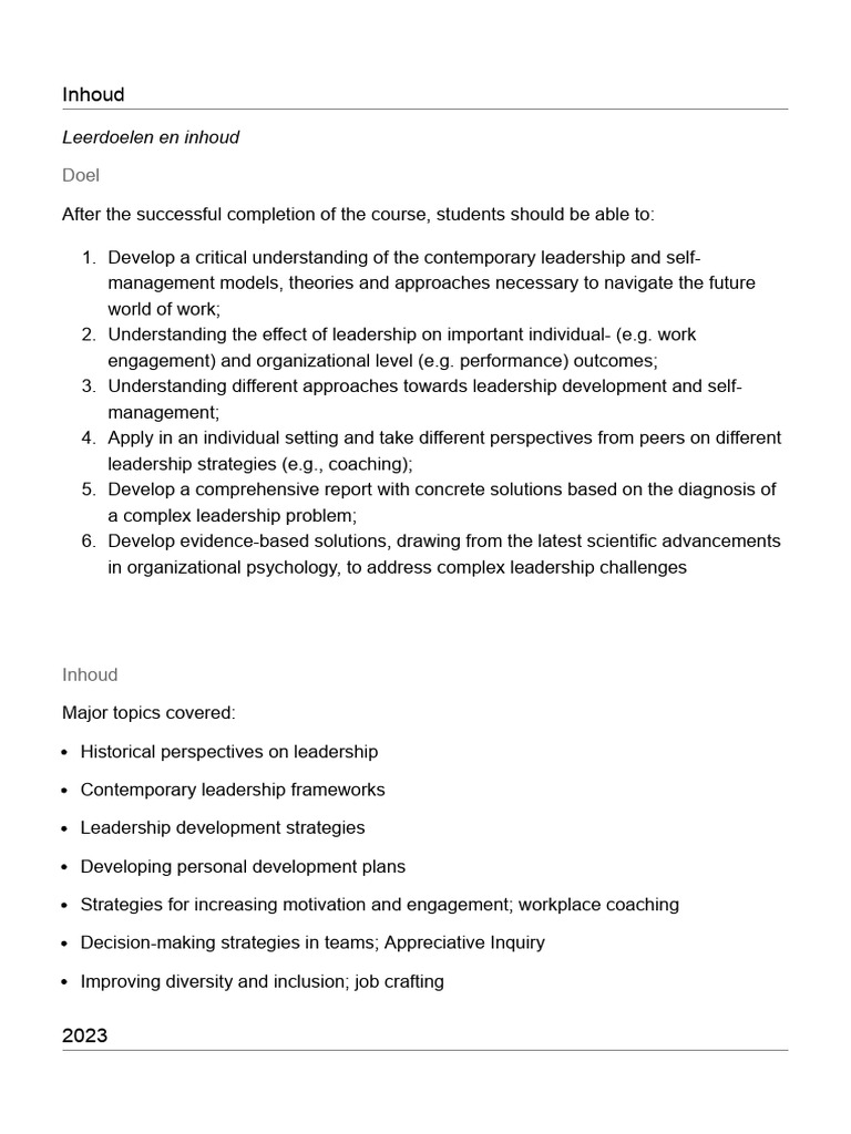 Leadership Development and Self MNMGMNT (1jk10) | PDF