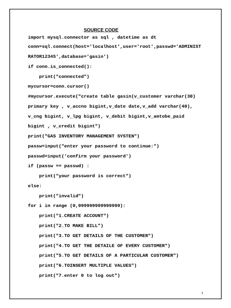 Gas Inventory Management System Code | PDF | Computing