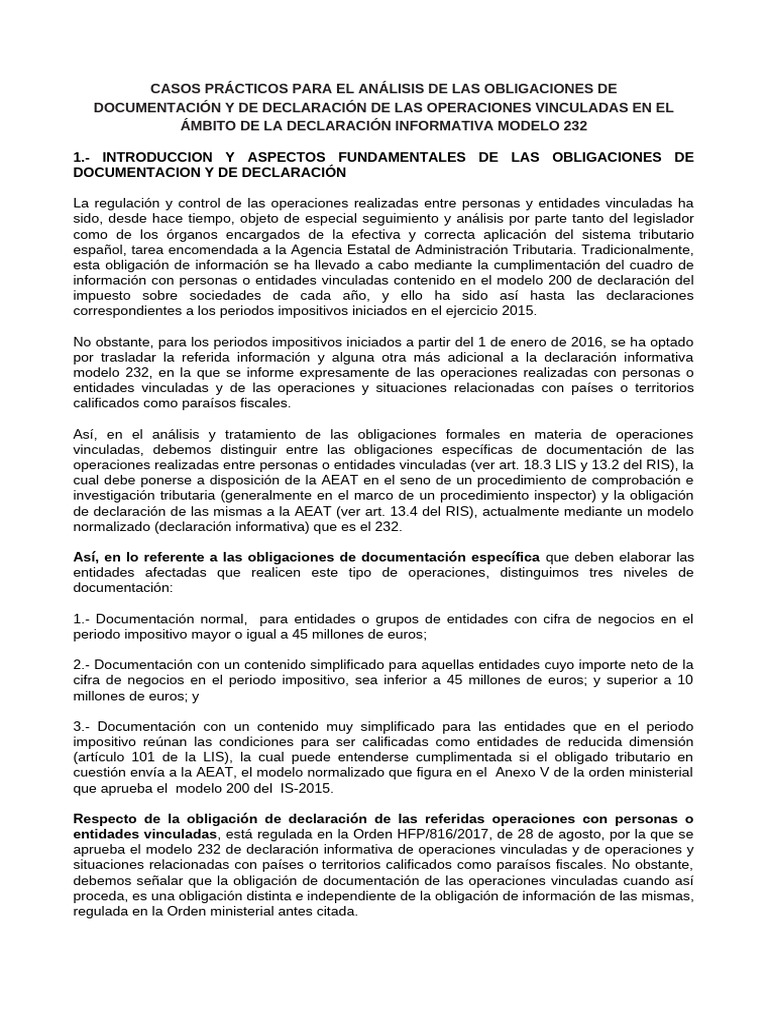 Análisis de Obligaciones Modelo 232 | PDF | Impuestos | Paraíso fiscal