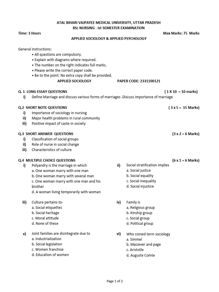 Sociology and Psychology Exam Guide | PDF | Psychology | Sociology