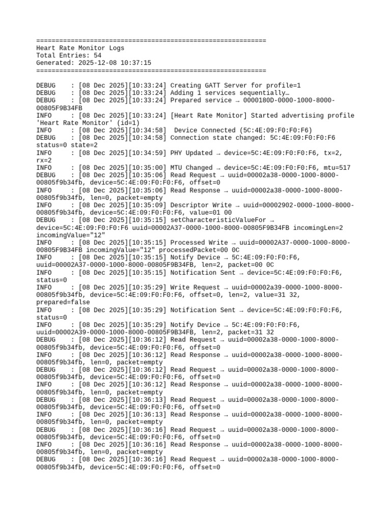BLE_Logs_20251208_103713 | PDF | Software | Computer Engineering