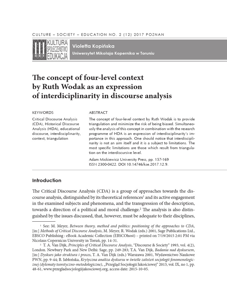 Four-Level Context in Discourse Analysis | PDF | Analysis ...