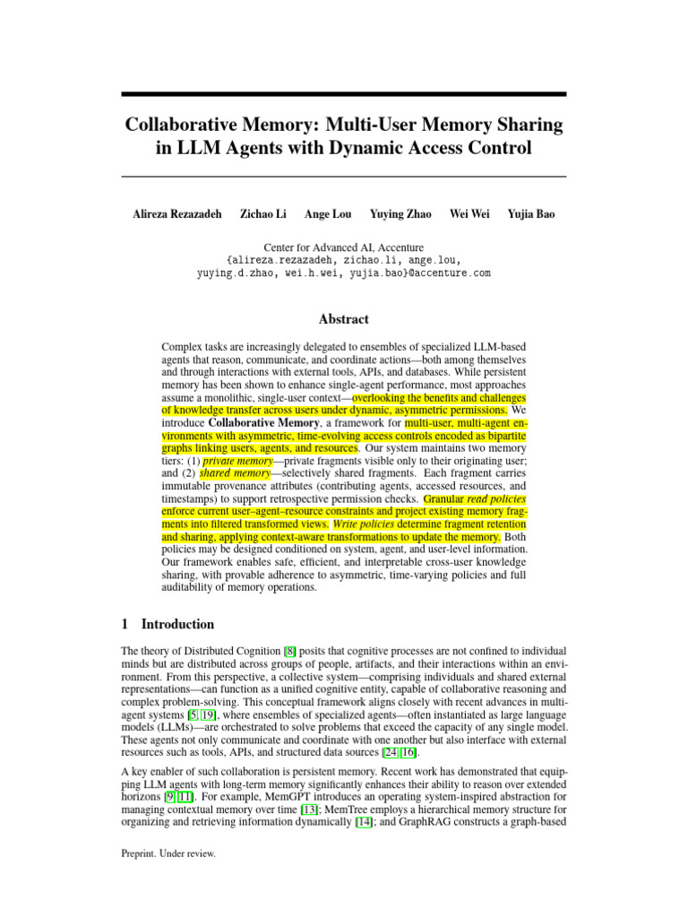 Collaborative Memory Multi-User Memory Sharing in LLM Agents With ...