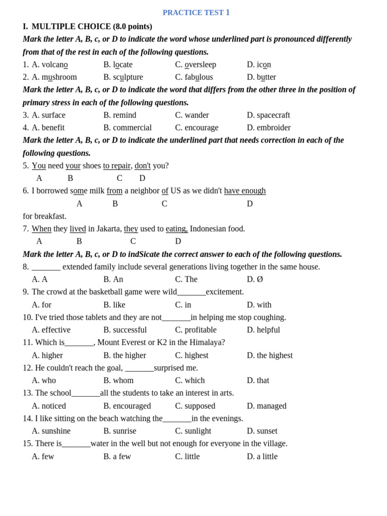 Chum Practice Test Tiep Theo ( 22 de) (1) | PDF | Honey Bee | Honey
