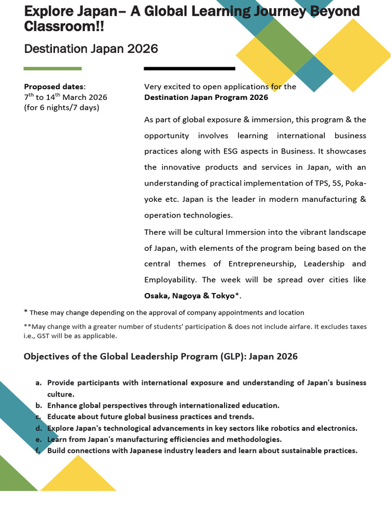 Global Leadership Program Japan 2026 | PDF | Japan