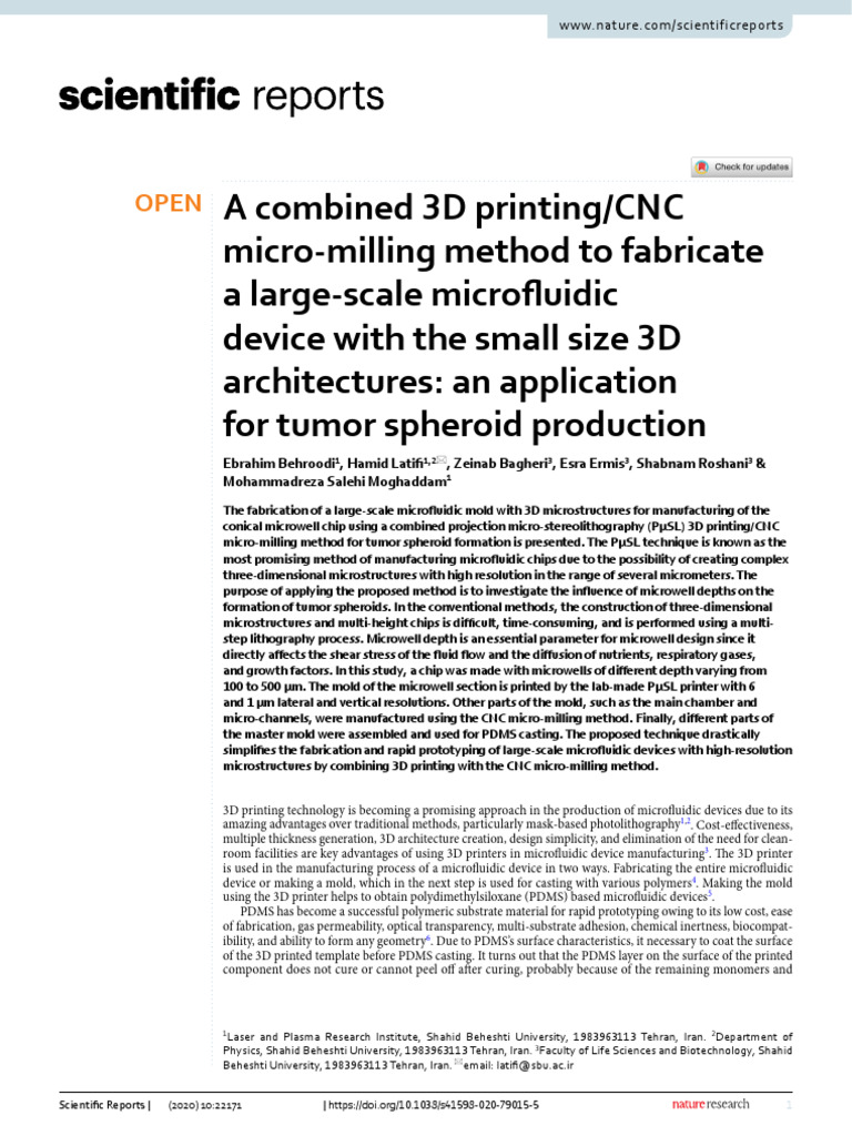 3D Printing & CNC for Microfluidic Devices | PDF | 3 D Printing ...