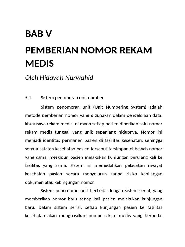 Sistem Penomoran Rekam Medis Efektif | PDF