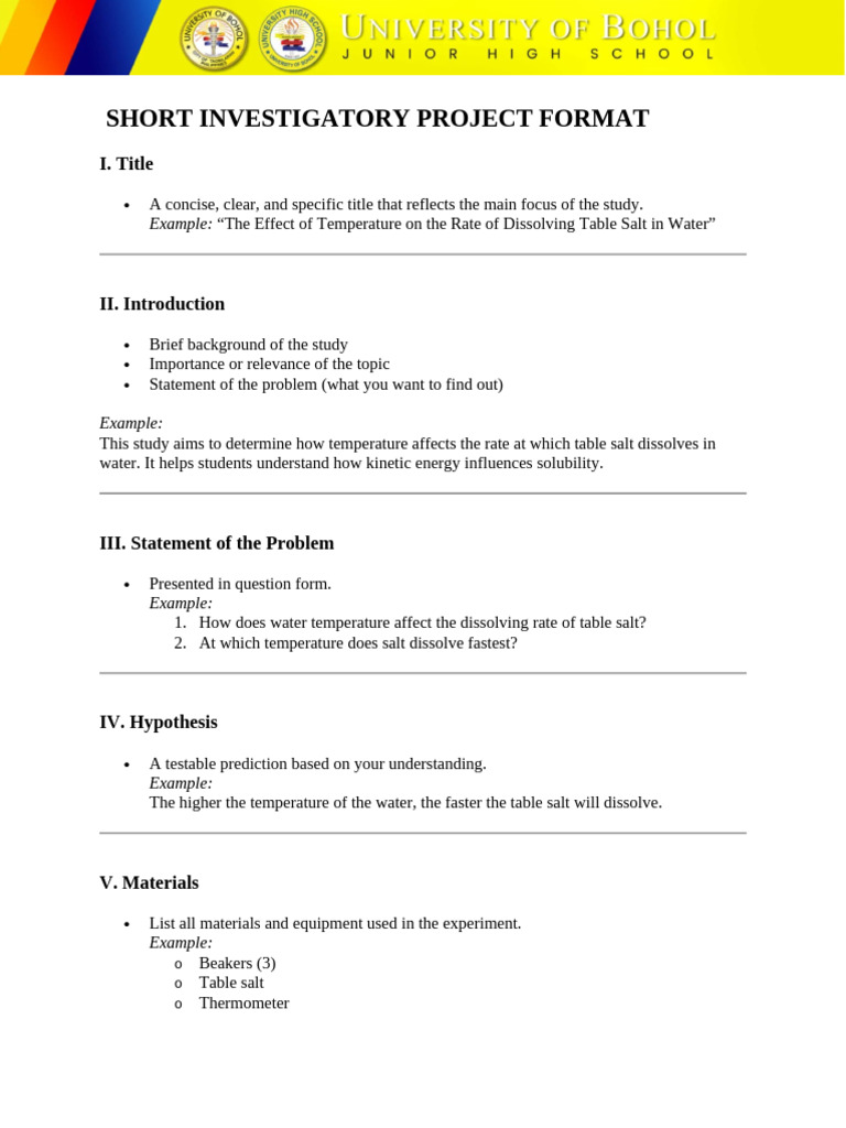 Investigatory Project Format Guide | PDF | Temperature | Solubility