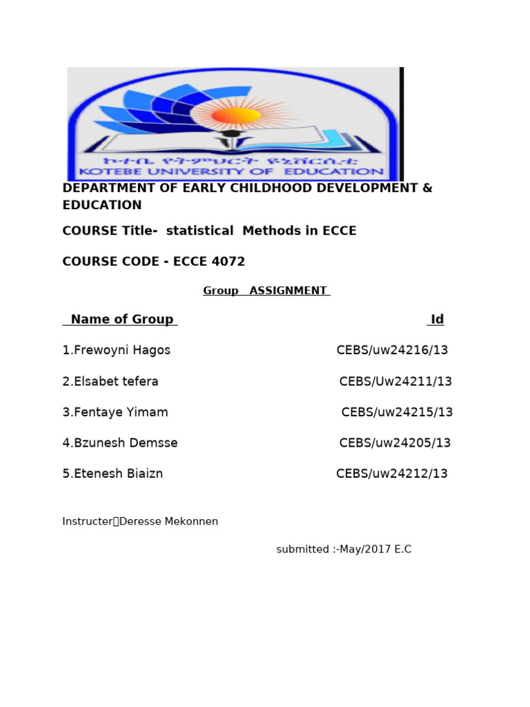 Department of Early Childhood Development & Education COURSE Title ...