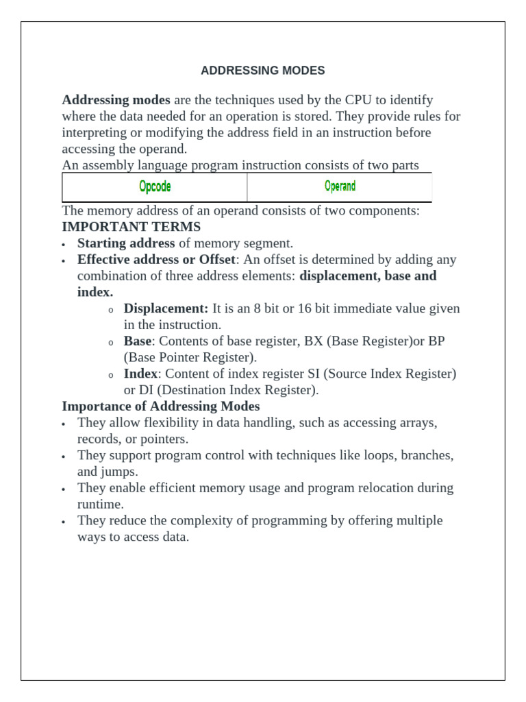 Addressing Modes (1) | PDF | Computer Data | Integrated Circuit