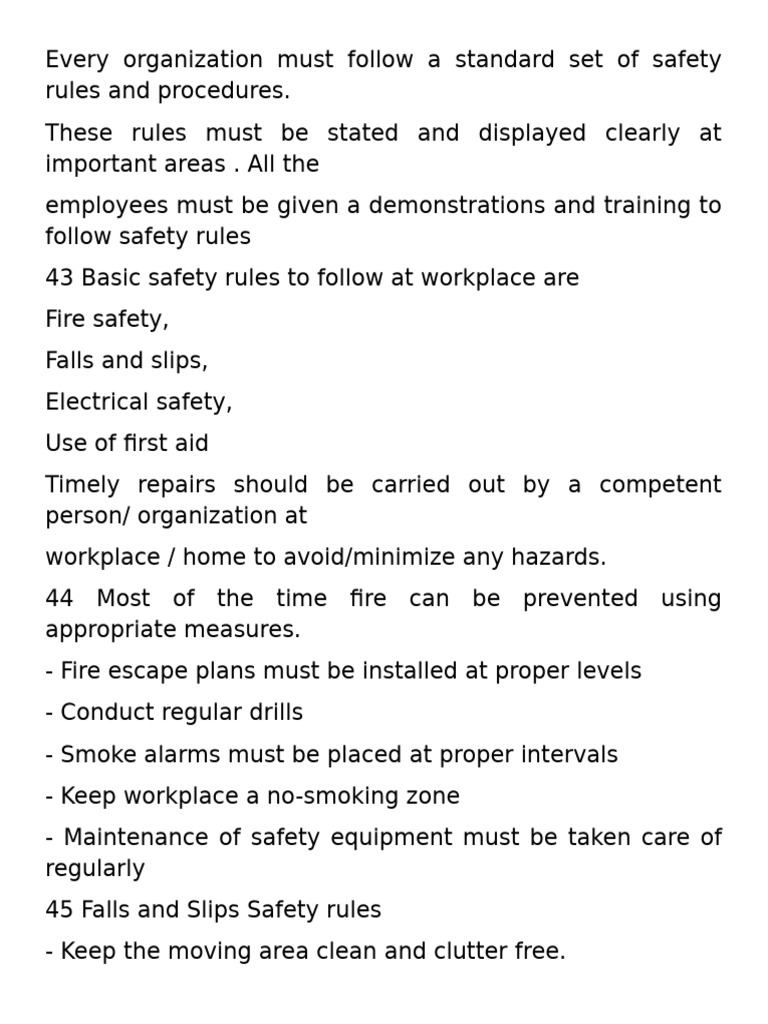 Essential Workplace Safety Rules Guide | PDF | Hazards | Occupational ...