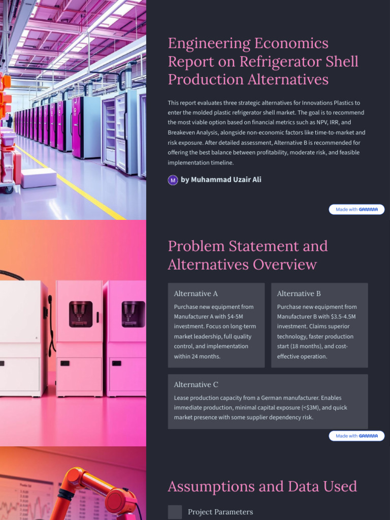Engineering Economics Report on Refrigerator Shell Production ...