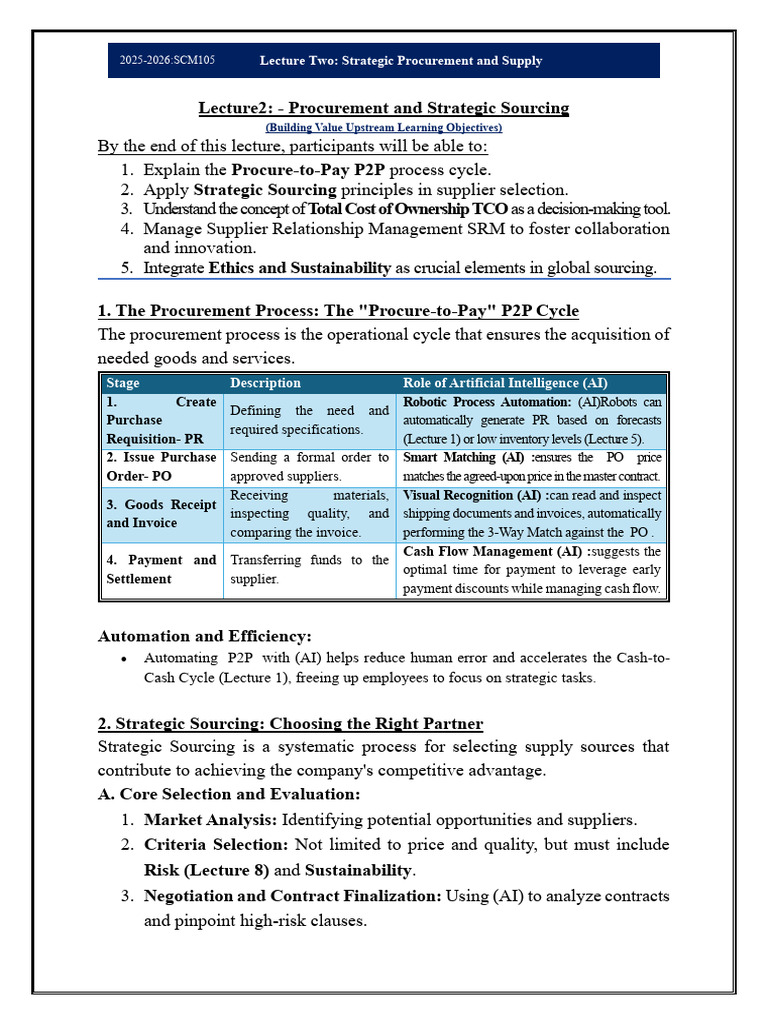 Strategic Procurement and Sourcing Guide | PDF | Supply Chain | Business