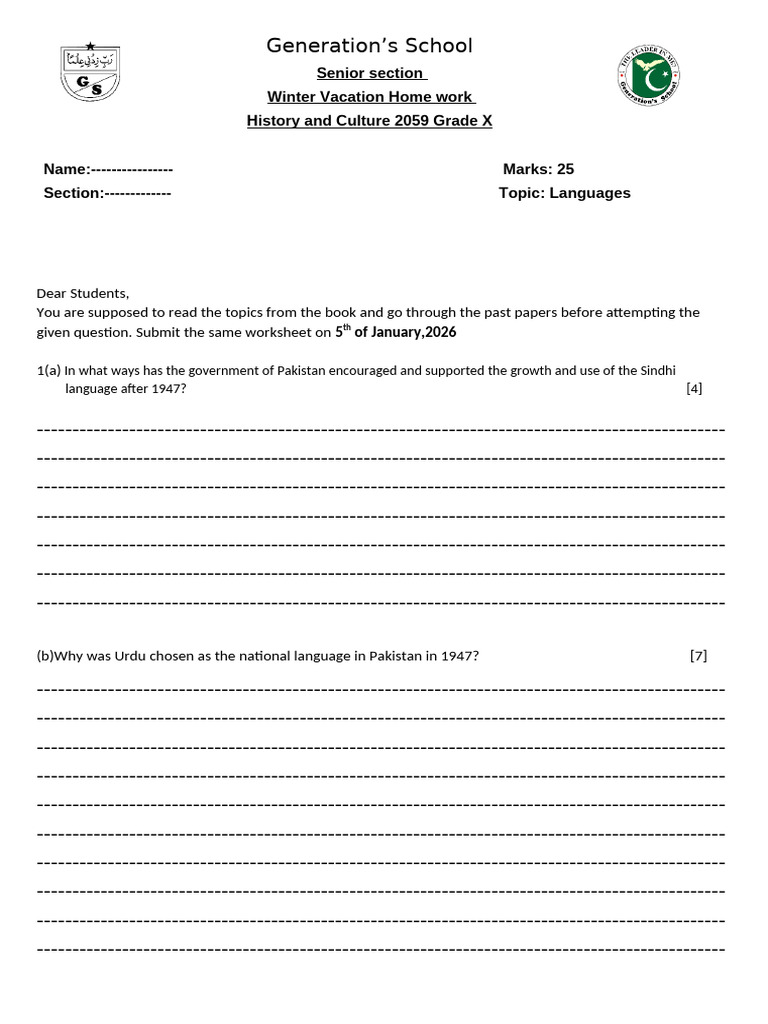 Languages in Pakistan: Grade X Homework | PDF | South Asia | Pakistan