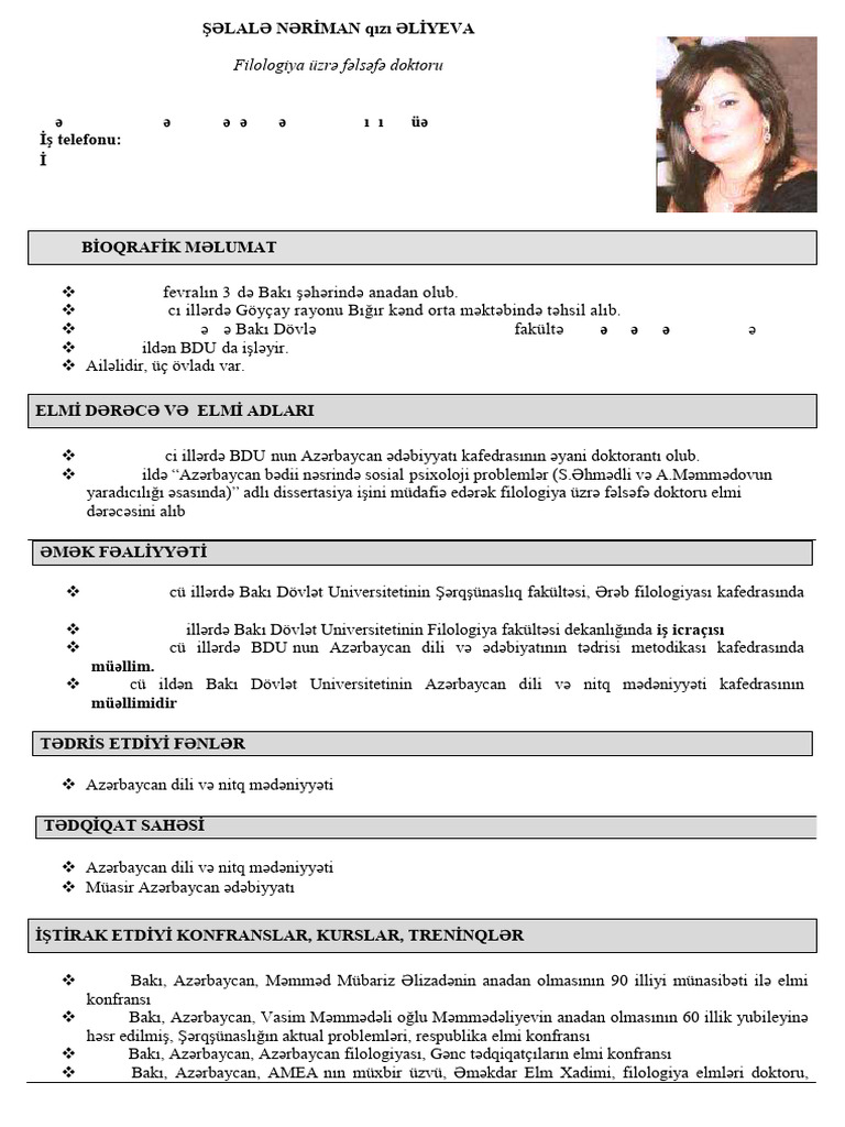 Lalə Əliyeva CV Az 2018 - 1-2 | PDF