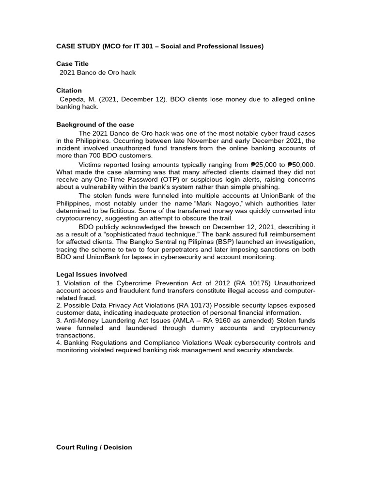 2021 BDO Cyber Hack Case Study | PDF | Computer Security | Security