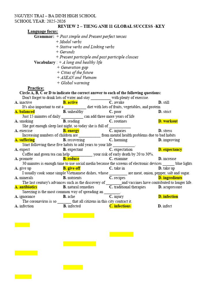 English 11 Review: Key Concepts and Practice | PDF | Fuels | Vietnam