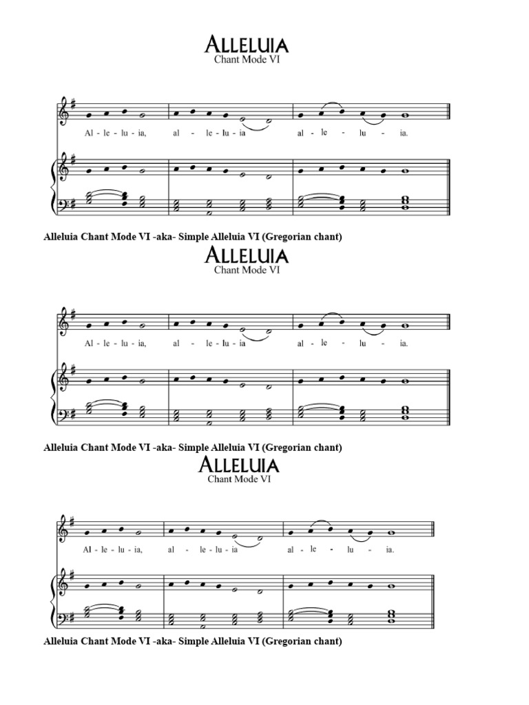 445389717 Alleluia Chant Mode VI Aka Simple Alleluia VI Gregorian Chant ...