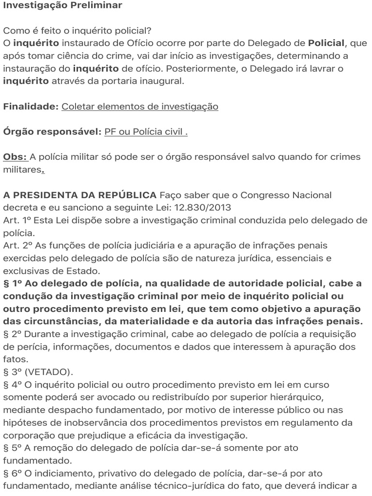 Como Funciona o Inquérito Policial | PDF | Advogado | Direito Comum