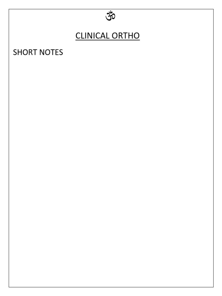Clinical Orthopedic Short Notes 2022 | PDF | Knee | Elbow