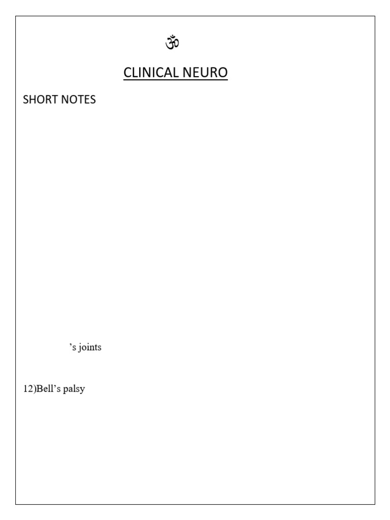 Clinical Neuro Short Notes 2022 | PDF | Peripheral Neuropathy | Neurology