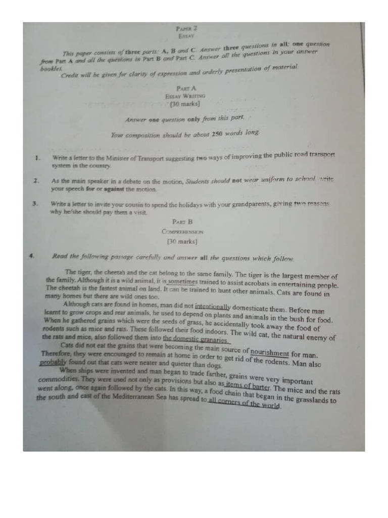 English Language Possible Question For WASSCE 2026 PDF