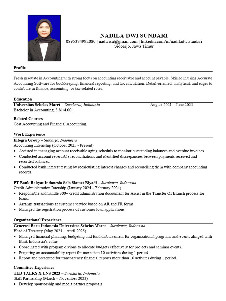 Fresh Accounting Graduate Profile | PDF | Bookkeeping | Accounting