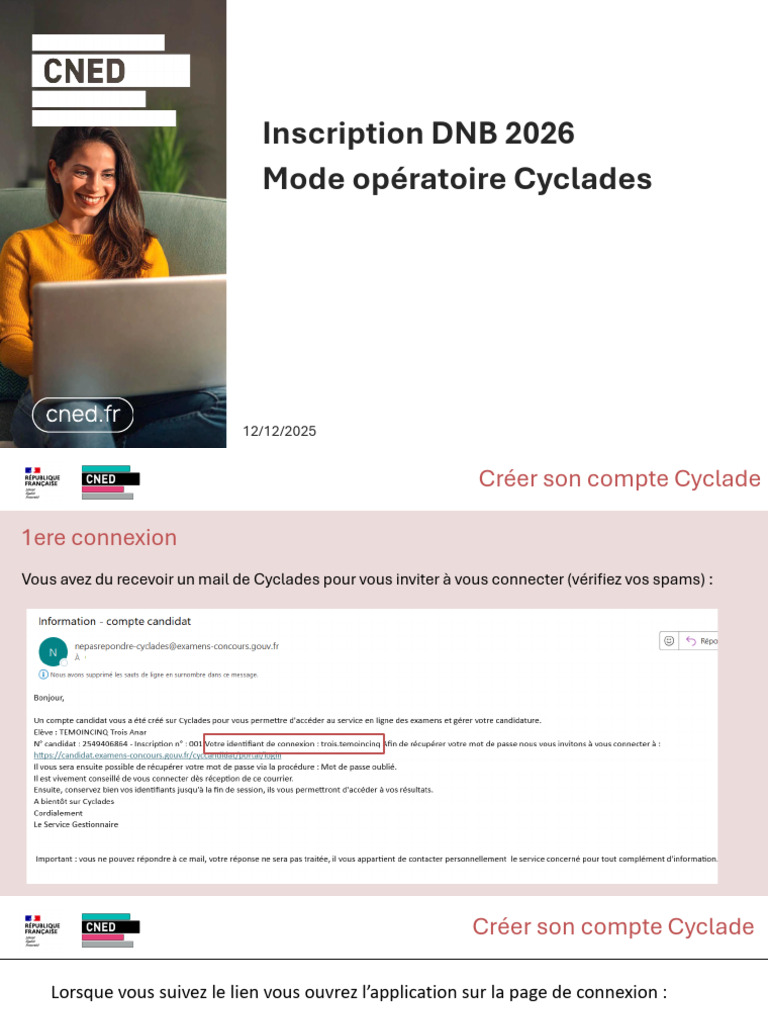 Inscription DNB 2026 : Guide Cyclades | PDF
