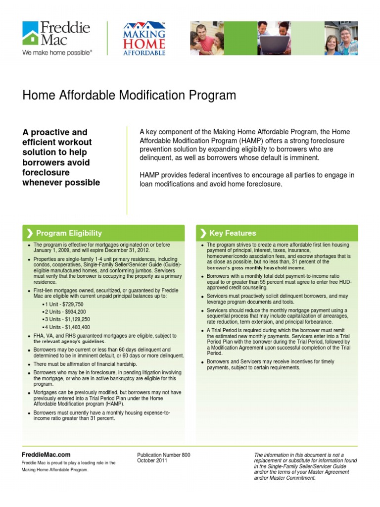 Loan Modification Program Info PDF Home Affordable Modification