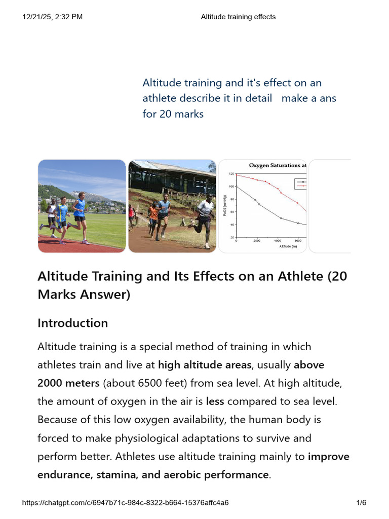 Effects of Altitude Training on Athletes | PDF | Altitude | Aerobic ...