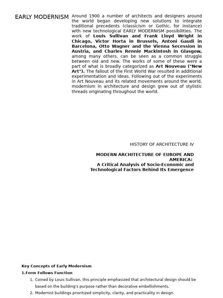 Lecture 02 - Early Modernism | PDF | Modernism | Art Nouveau