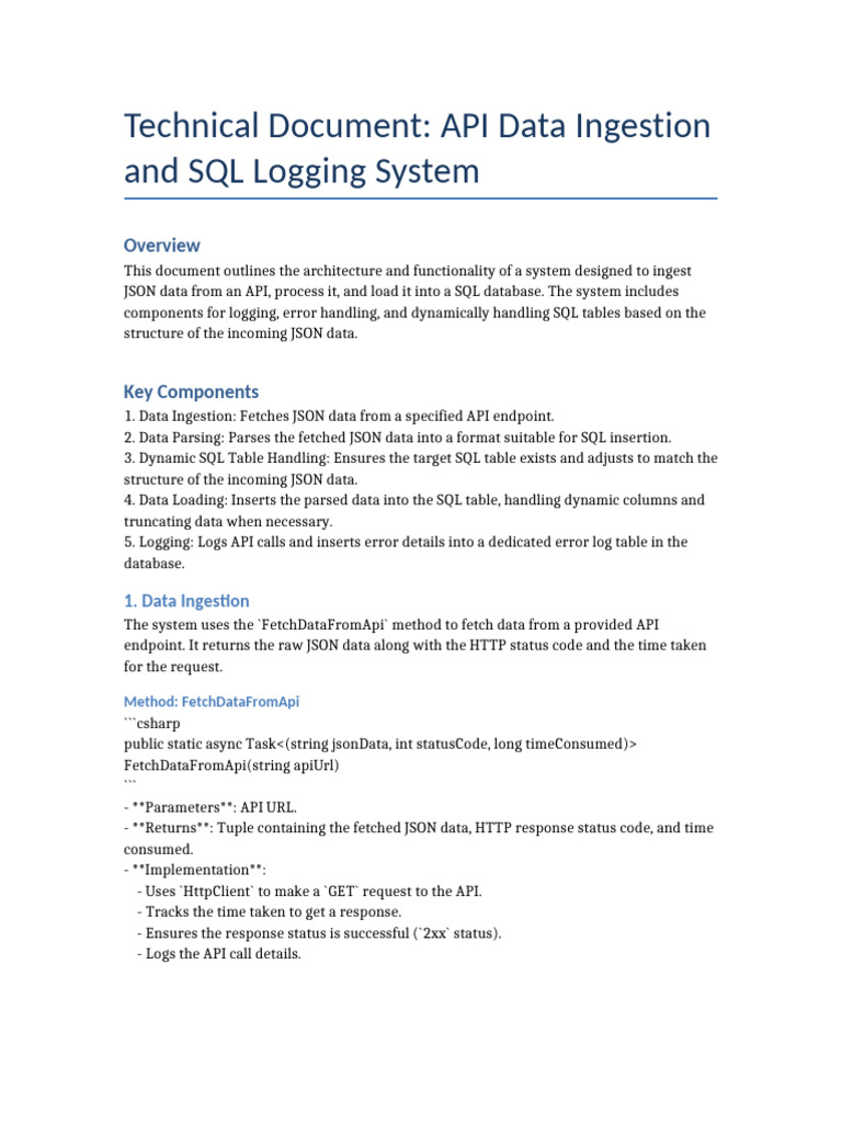 API Data Ingestion SQL Logging System | PDF | Sql | Databases