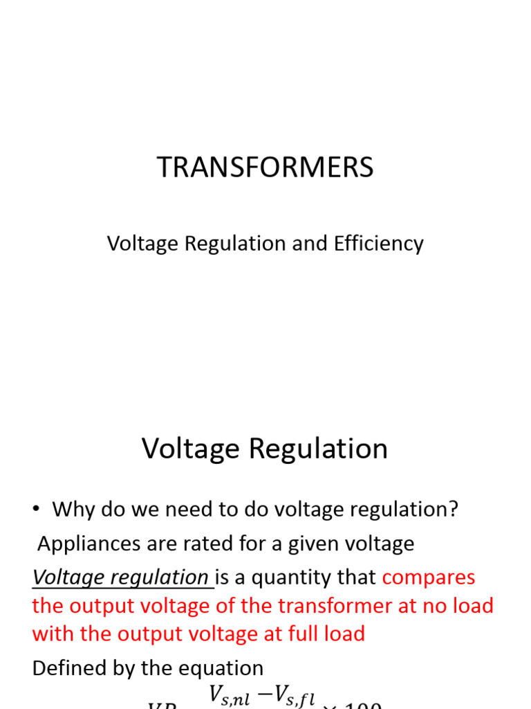 Transformer Voltage Regulation & Efficiency | PDF