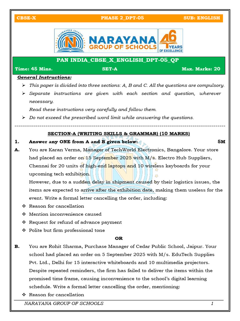 CBSE Class X English Exam Paper | PDF | Courage