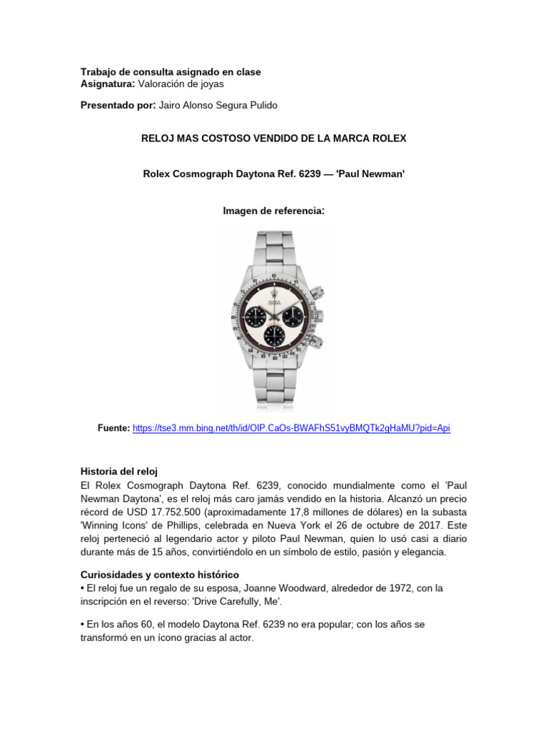 Consulta Reloj Rolex - Octubre 16 | PDF | Reloj