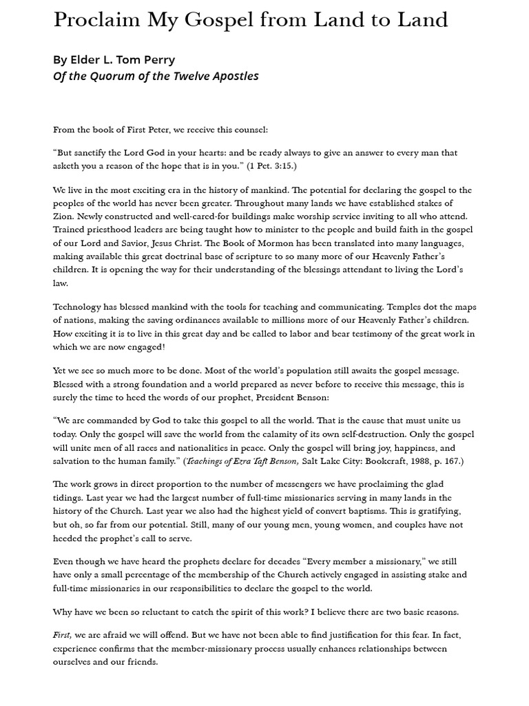 Proclaiming the Gospel Worldwide | PDF | Jesus | Book Of Mormon