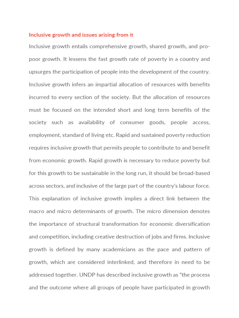 Understanding Inclusive Growth in India | PDF | Economic Growth ...
