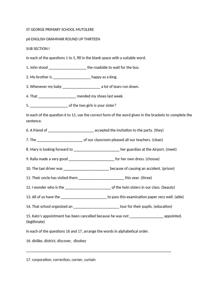 English Grammar Exercises for Students | PDF