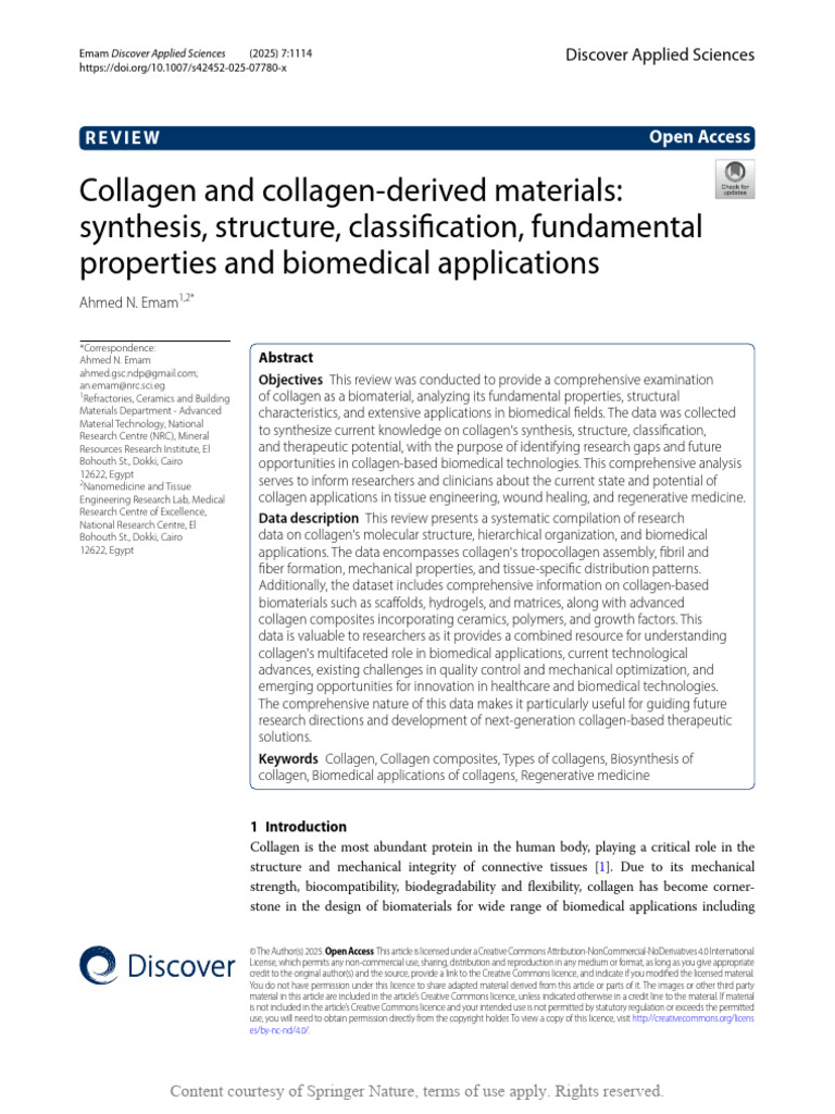 Collagen: Properties and Biomedical Uses | PDF | Collagen | Tendon