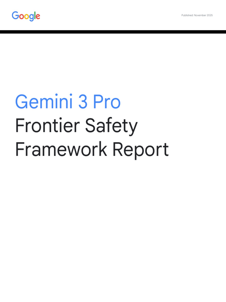 Gemini 3 Pro FSF Report | PDF | Risk | Artificial Intelligence